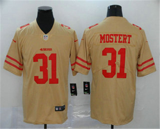 2020 San Francisco 49ers #31 Raheem Mostert Gold 2019 Inverted Legend Stitched NFL Limited Jersey