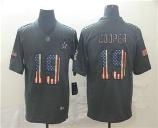 2020 Dallas Cowboys #19 Amari Cooper 2019 Black Salute To Service USA Flag Fashion Limited Jersey