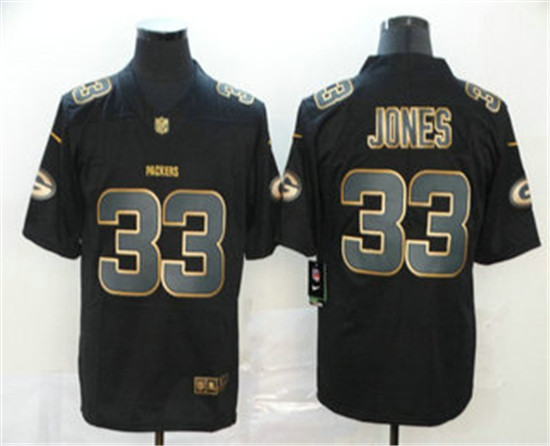 2020 Green Bay Packers #33 Aaron Jones Black Gold 2019 Vapor Untouchable Stitched NFL Limited Jersey