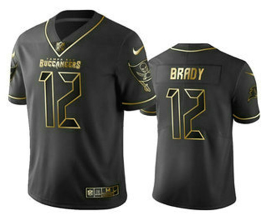 2020 Tampa Bay Buccaneers #12 Tom Brady Black Golden Edition Vapor Limitd Jersey