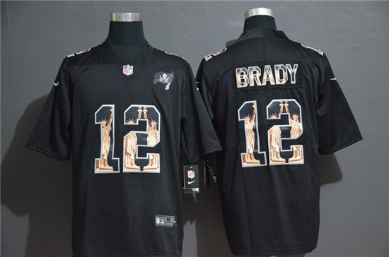 2020 Tampa Bay Buccaneers #12 Tom Brady 2019 Black Statue Of Liberty Stitched NFL Limited Jersey