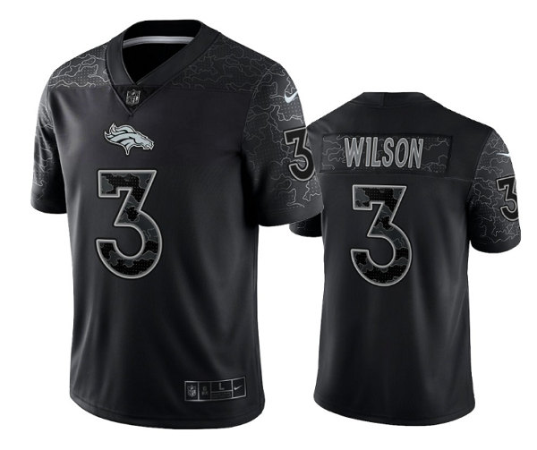 Denver Broncos #3 Russell Wilson Black Reflective Limited Stitched Football Jersey