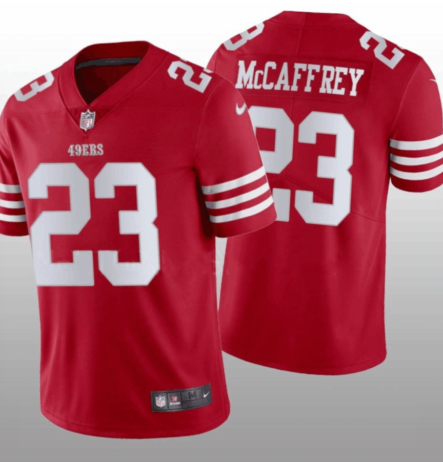 San Francisco 49ers #23 Christian McCaffrey Red Vapor Untouchable Stitched Jersey