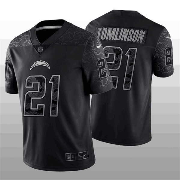 Los Angeles Chargers #21 LaDainian Tomlinson Black Reflective Limited Stitched Football Jersey - Click Image to Close