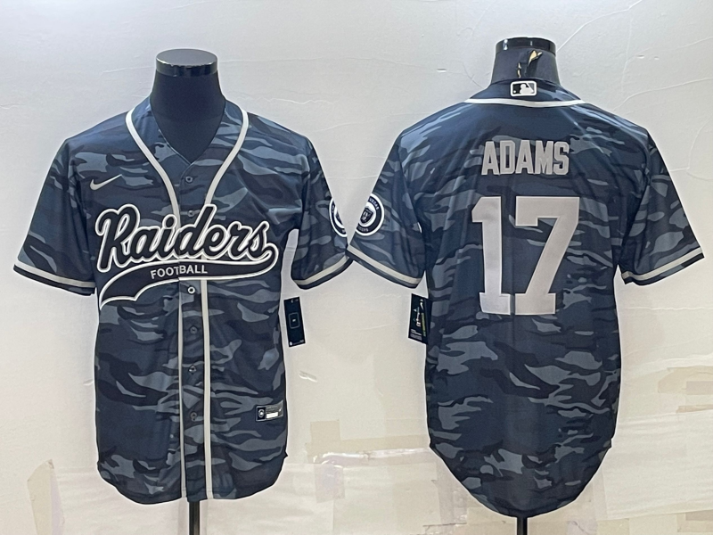 Las Vegas Raiders #17 Davante Adams Grey Camo With Patch Cool Base Stitched Baseball Jersey