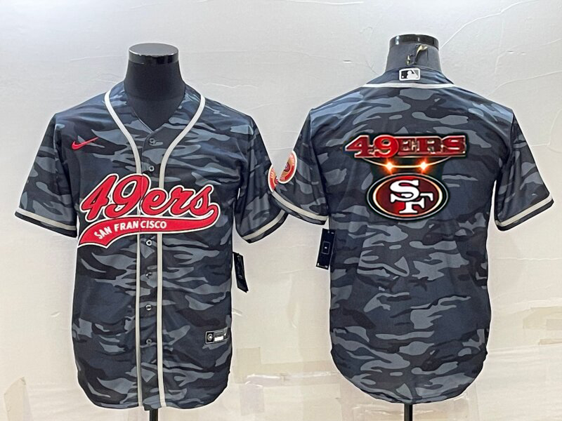 San Francisco 49ers Blank Grey Navy Team Big Logo With Patch Cool Base Stitched Baseball Jersey