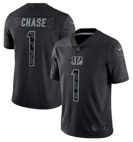 Cincinnati Bengals #1 Ja'Marr Chase Reflective Limited Stitched Jersey