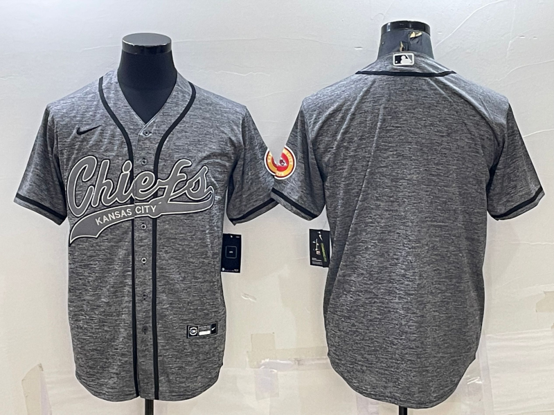 Kansas City Chiefs Blank Grey With Patch Cool Base Stitched Baseball Jersey