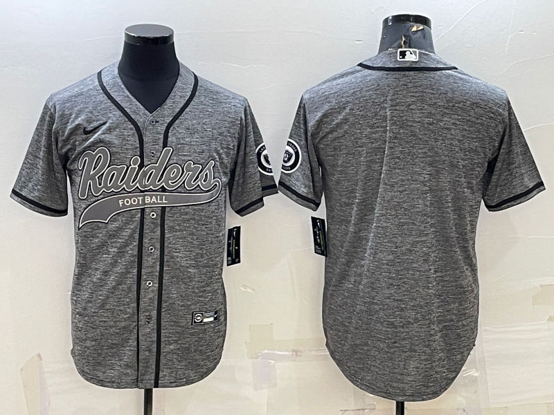 Las Vegas Raiders Blank Grey With Patch Cool Base Stitched Baseball Jersey