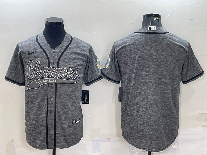 Los Angeles Chargers Blank Grey Gridiron Cool Base Stitched Baseball Jersey