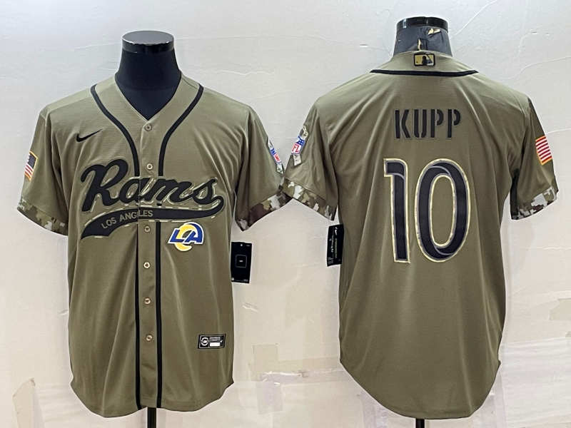 Los Angeles Rams #10 Cooper Kupp Olive 2022 Salute to Service Cool Base Stitched Baseball Jersey - Click Image to Close