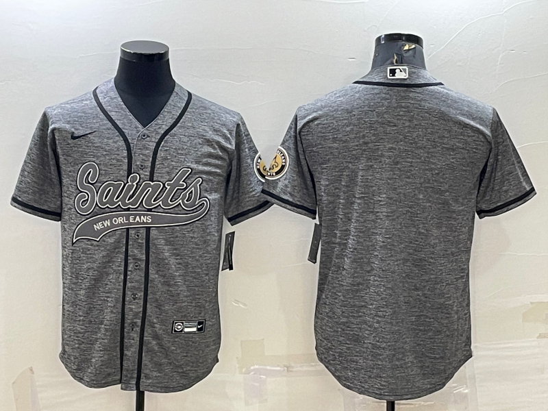 New Orleans Saints Blank Grey With Patch Cool Base Stitched Baseball Jersey