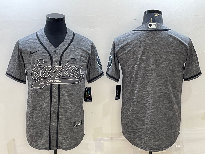Philadelphia Eagles Blank Grey With Patch Cool Base Stitched Baseball Jersey