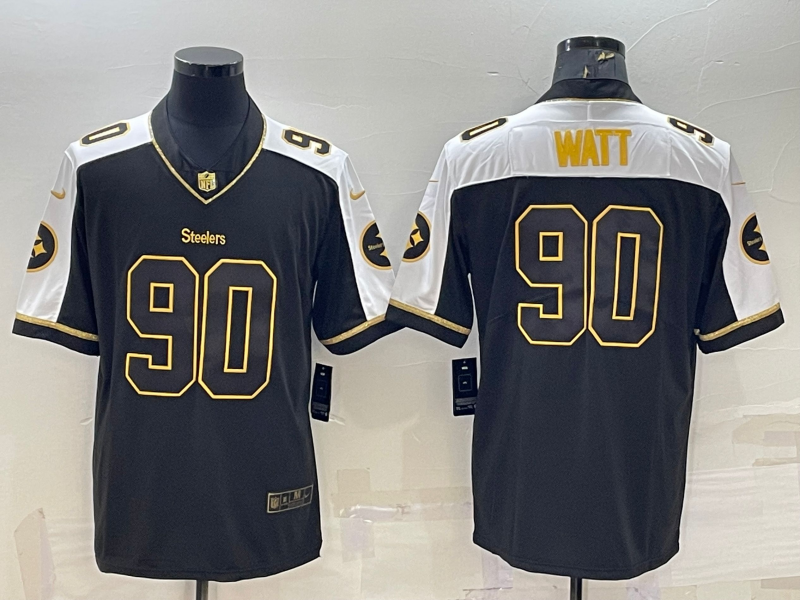 Pittsburgh Steelers #90 TJ Watt Black Gold Thanksgiving Vapor Untouchable Limited Stitched Jersey