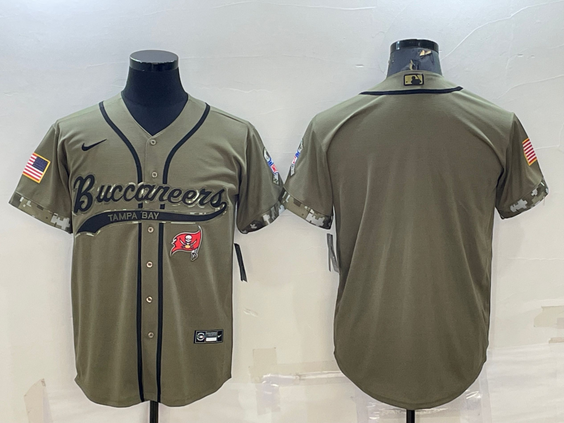 Tampa Bay Buccaneers Blank Olive Salute to Service Cool Base Stitched Baseball Jersey