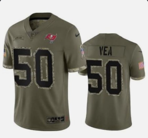 Tampa Bay Buccaneers #50 Vita Vea 2022 Olive Salute To Service Limited Stitched Jersey