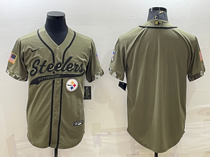 Pittsburgh Steelers Blank Olive Salute to Service Cool Base Stitched Baseball Jersey