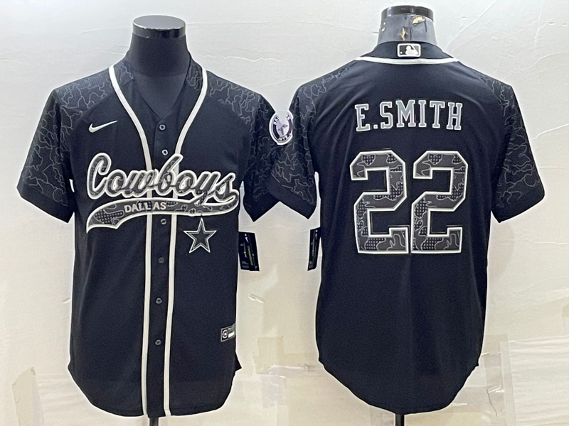 Dallas Cowboys #22 Emmitt Smith Black Reflective Limited Stitched Football Jersey - Click Image to Close