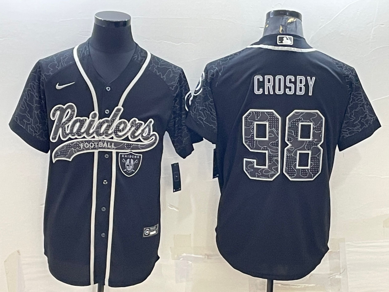 Las Vegas Raiders #98 Maxx Crosby Black Reflective Limited Stitched Football Jersey - Click Image to Close