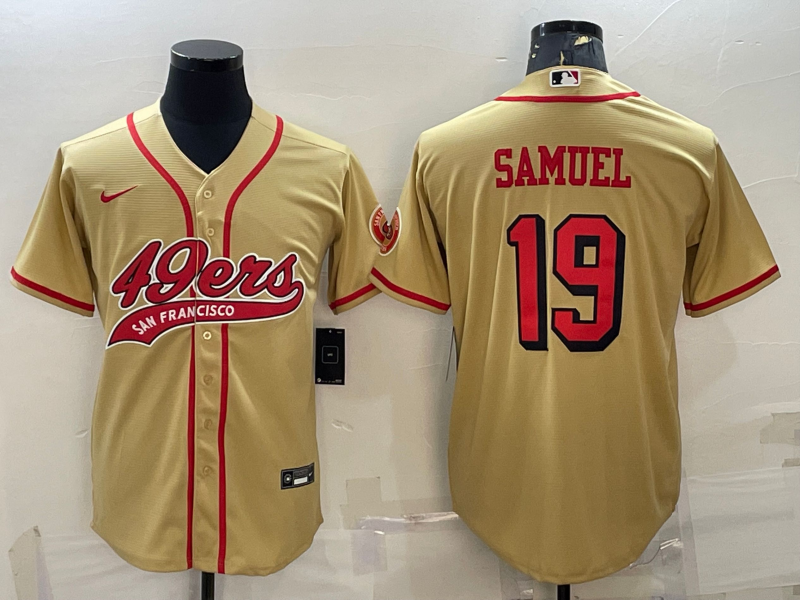 San Francisco 49ers #19 Deebo Samuel Gold Color Rush With Patch Cool Base Stitched Baseball Jersey