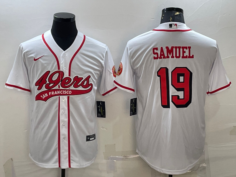 San Francisco 49ers #19 Deebo Samuel New White With Patch Cool Base Stitched Baseball Jersey