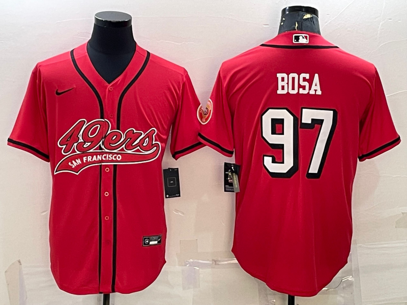 San Francisco 49ers #97 Nick Bosa Red Color Rush With Patch Cool Base Stitched Baseball Jersey