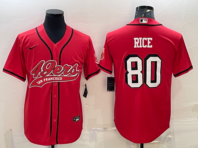 San Francisco 49ers #80 Jerry Rice Red Color Rush With Patch Cool Base Stitched Baseball Jersey