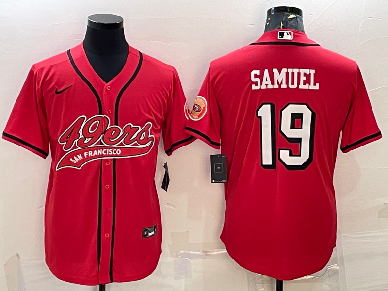 San Francisco 49ers #19 Deebo Samuel Red Color Rush With Patch Cool Base Stitched Baseball Jersey
