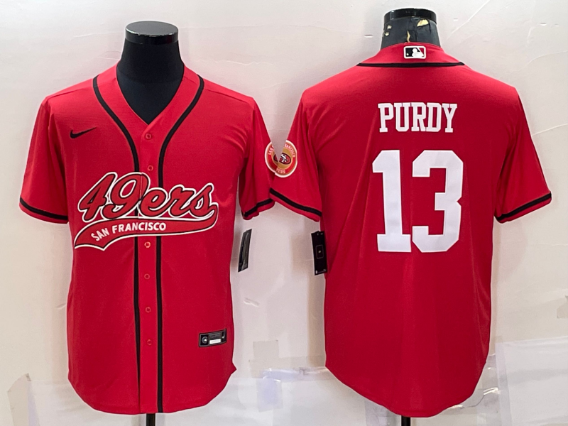 San Francisco 49ers #13 Brock Purdy Red With Patch Cool Base Stitched Baseball Jersey