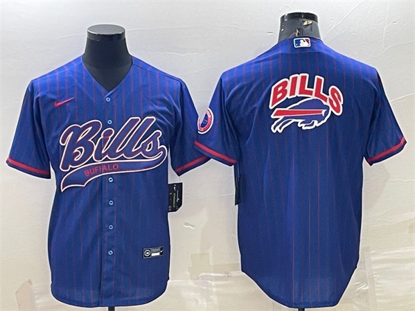 Buffalo Bills Team Big Logo With Patch Cool Base Stitched Baseball Jersey