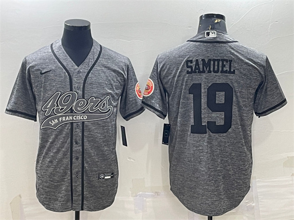 San Francisco 49ers #19 Deebo Samuel Gray With Patch Cool Base Stitched Baseball Jersey