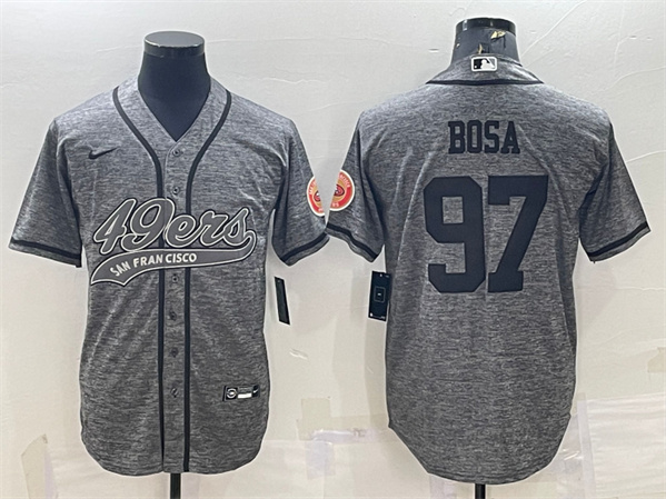 San Francisco 49ers #97 Nick Bosa Gray With Patch Cool Base Stitched Baseball Jersey
