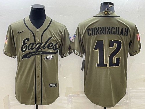 Philadelphia Eagles #12 Randall Cunningham Olive 2022 Salute To Service Cool Base Stitched Baseball