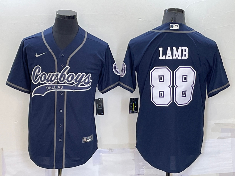 Dallas Cowboys #88 CeeDee Lamb Navy Blue Stitched Cool Base Baseball Jersey