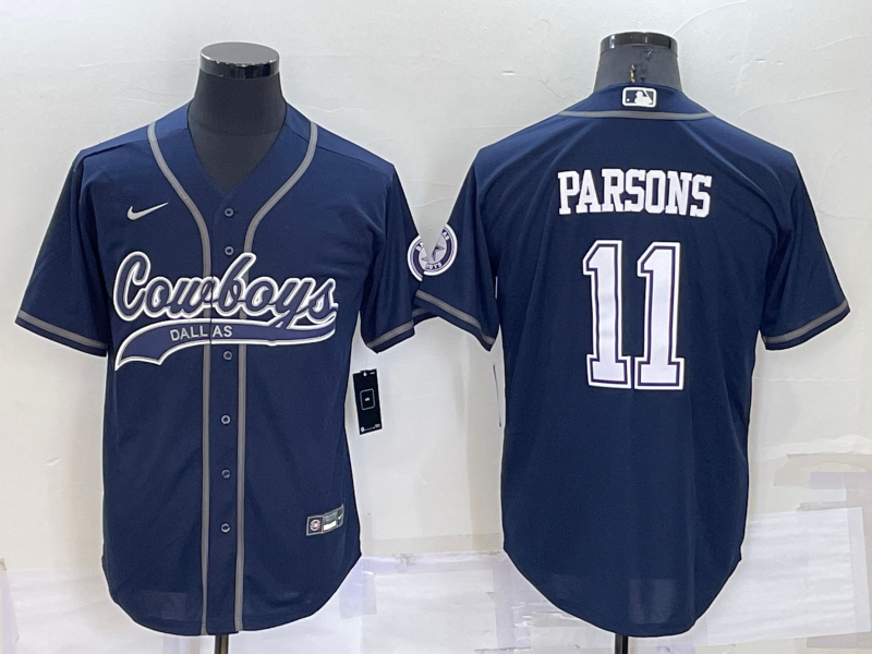 Dallas Cowboys #11 Micah Parsons Navy Blue Stitched Cool Base Baseball Jersey - Click Image to Close