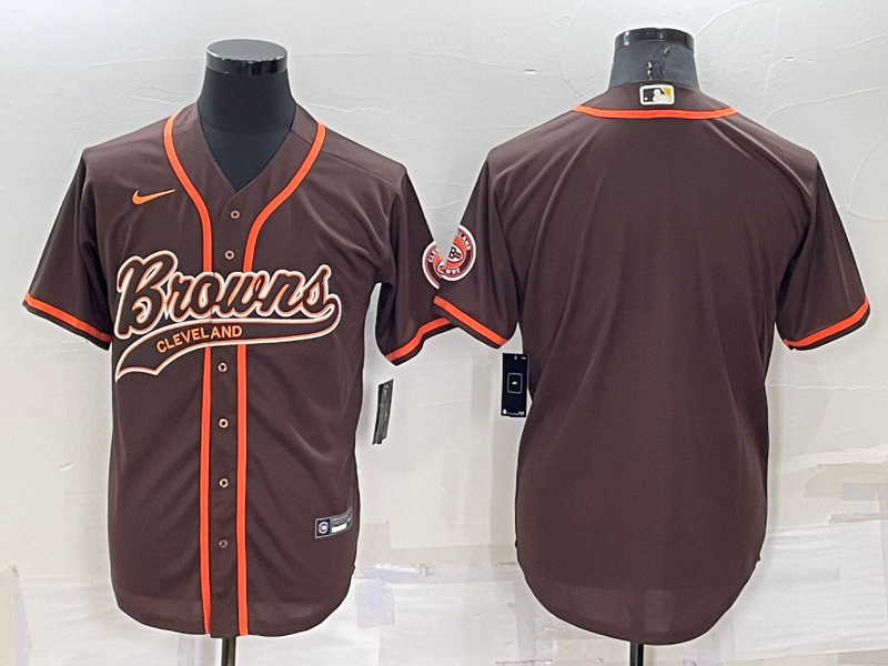 Cleveland Browns Blank Brown Stitched MLB Cool Base Baseball Jersey