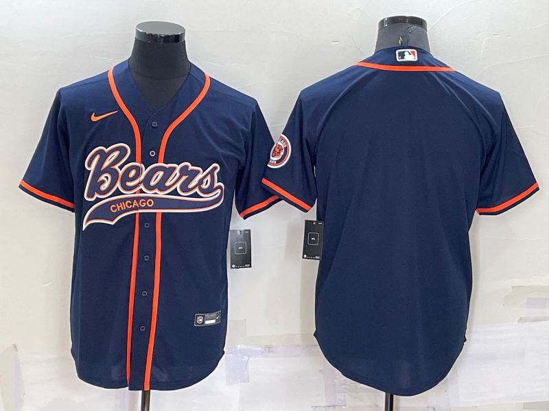 Chicago Bears Blank Navy Blue Stitched MLB Cool Base Baseball Jersey