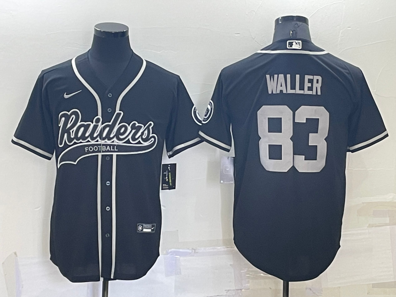 Las Vegas Raiders #83 Darren Waller Black Stitched MLB Cool Base Baseball Jersey - Click Image to Close