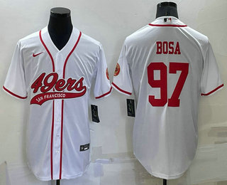 San Francisco 49ers #97 Nick Bosa White Stitched Cool Base Baseball Jersey