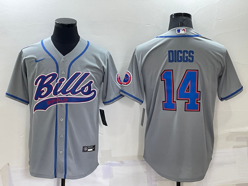 Buffalo Bills #14 Stefon Diggs Grey Stitched Cool Base Baseball Jersey