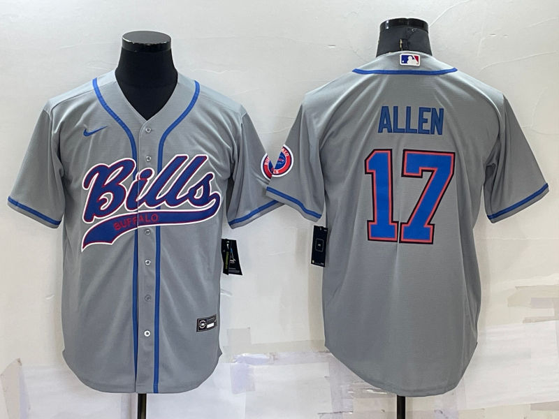 Buffalo Bills #17 Josh Allen Grey Stitched Cool Base Baseball Jersey