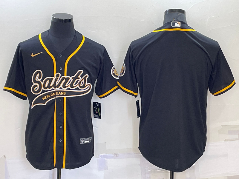 New Orleans Saints Blank Black Stitched Cool Base Baseball Jersey - Click Image to Close