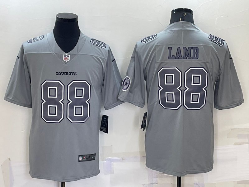 Dallas Cowboys #88 CeeDee Lamb LOGO Grey Atmosphere Fashion 2022 Vapor Untouchable Stitched Limited