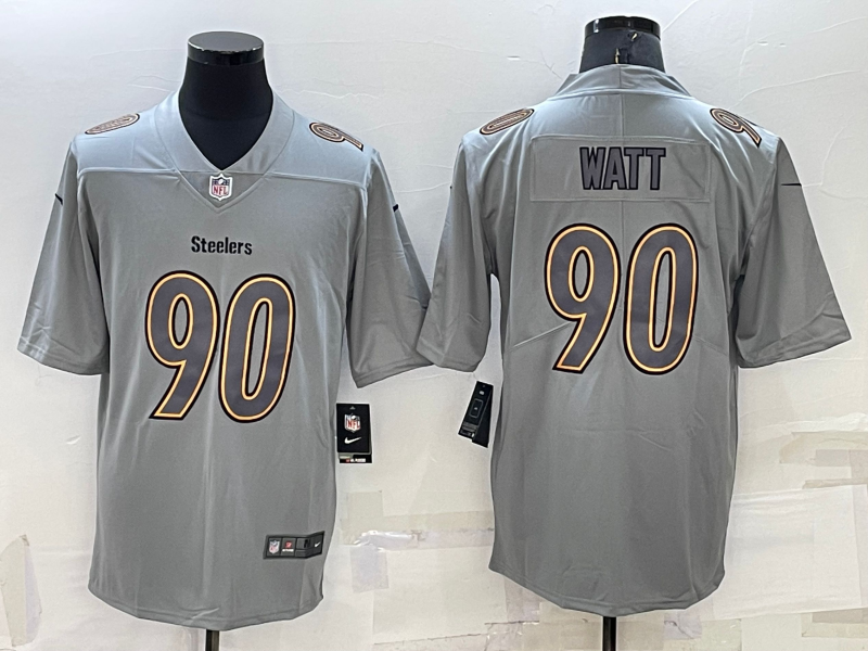 Pittsburgh Steelers #90 TJ Watt Grey Atmosphere Fashion 2022 Vapor Untouchable Stitched Limited Jers