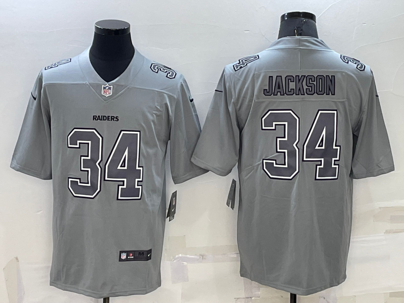 Las Vegas Raiders #34 Bo Jackson Grey Atmosphere Fashion 2022 Vapor Untouchable Stitched Limited Jer - Click Image to Close