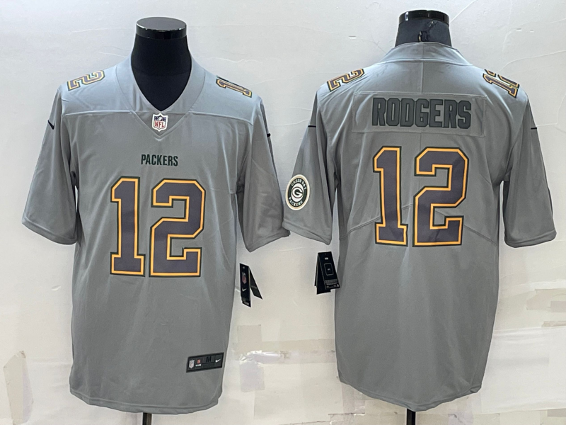 Green Bay Packers #12 Aaron Rodgers LOGO Grey Atmosphere Fashion 2022 Vapor Untouchable Stitched Lim