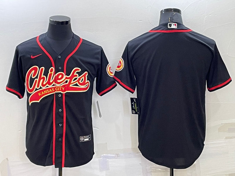 Kansas City Chiefs Blank Black Stitched MLB Cool Base Baseball Jersey - Click Image to Close