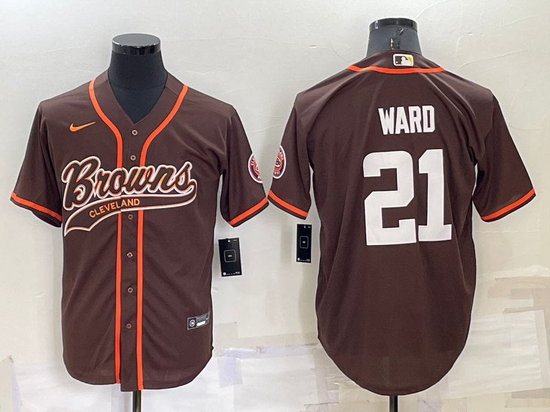 Cleveland Browns #21 Denzel Ward Brown Stitched Cool Base Baseball Jersey