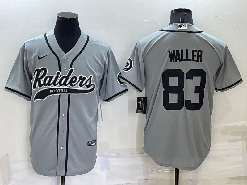 Las Vegas Raiders #83 Darren Waller Grey Stitched MLB Cool Base Baseball Jersey - Click Image to Close