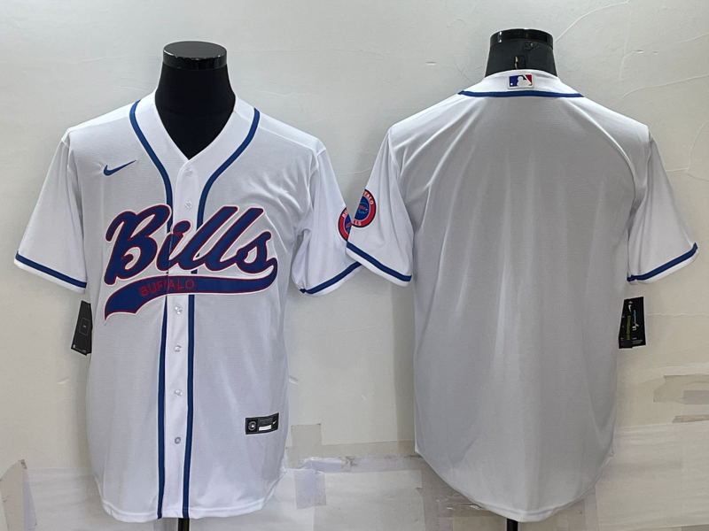 Buffalo Bills Blank White Stitched MLB Cool Base Baseball Jersey